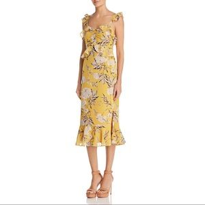 Lucy Paris Yellow Floral Ruffle Midi Garden Dress